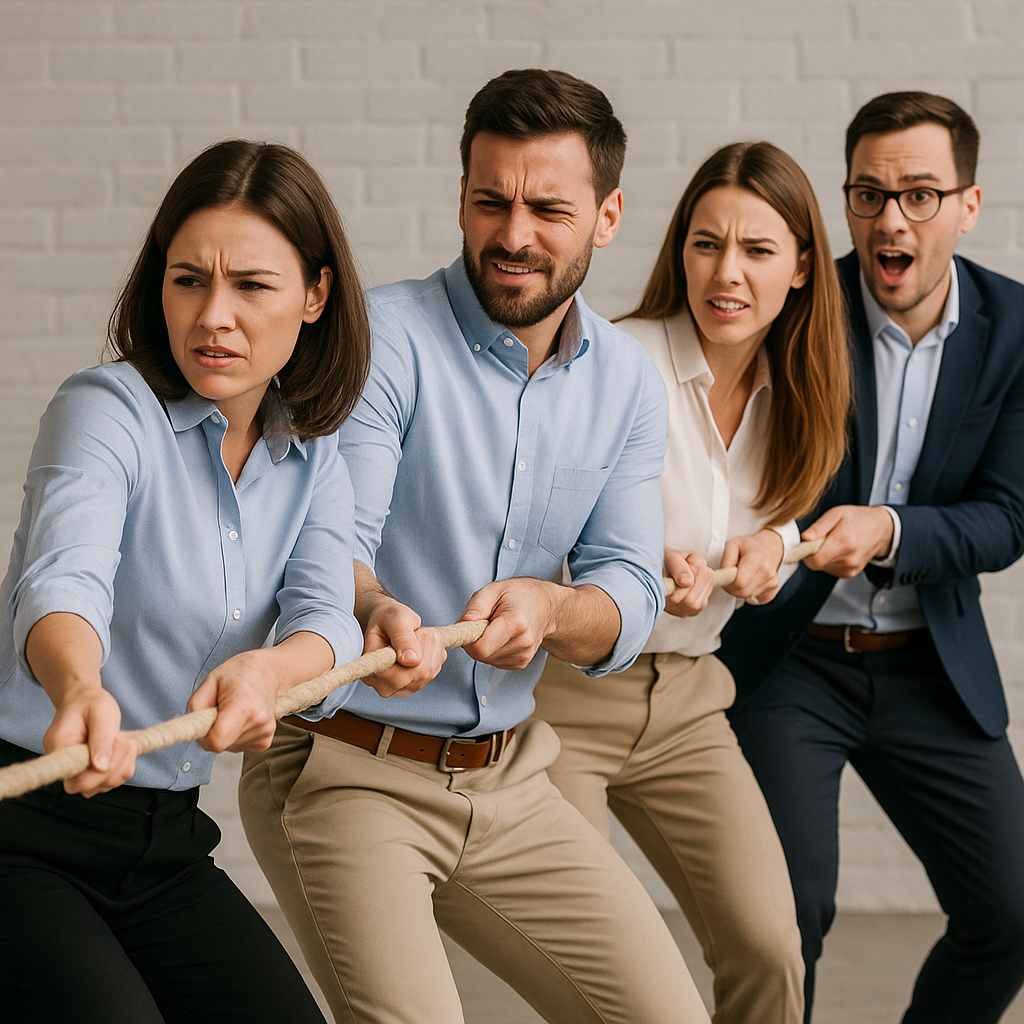 Mehrere kleine Punkte (Einzelbetriebe) verbinden sich zu einem Netzwerk mit gemeinsamen Ressourcen.